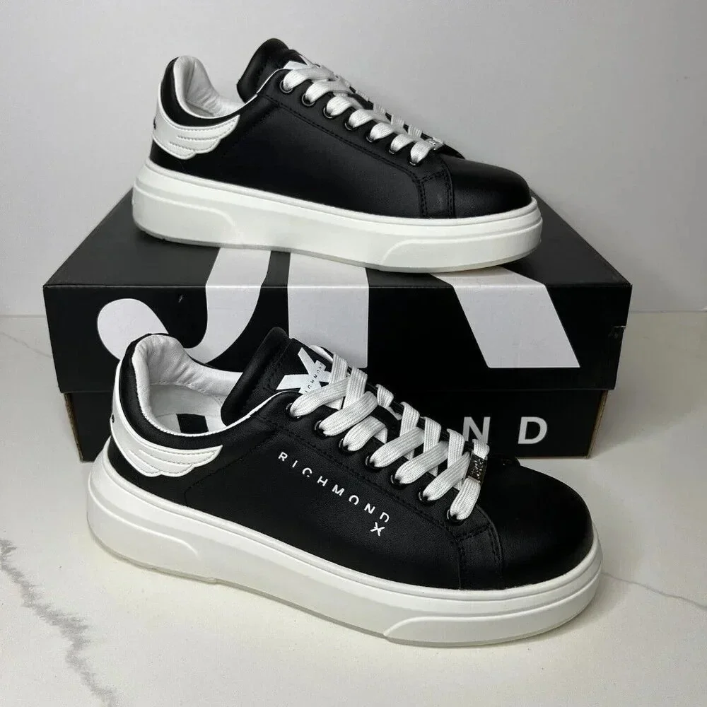 John Richmond 20007 CP Sneakers Low Platform Casual Leather Black Men’s Sz 6